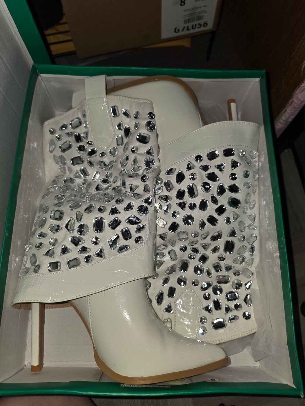 White Jeweled Western Boots